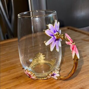 Better Homes And Gardens Floral Glass Mug with Gold Accents